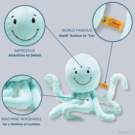 Steiff 063770 Soft Cuddly Friends Ockto octopus, turqu,27 cm, Turquoise