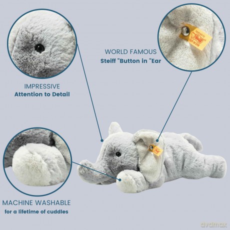 Steiff 064074 Soft Cuddly Friends Elna elephant, light, Gray Violet, 28 cm