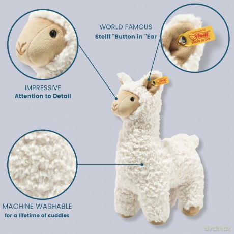 Steiff 069543 Animals Soft Cuddly Friends Leandro llama, Whisper White, 29 cm
