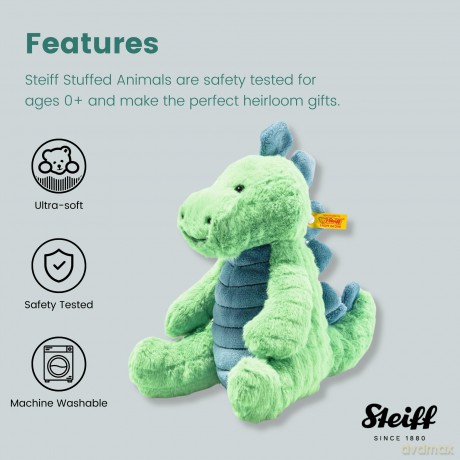Steiff 087813 Soft Cuddly Friends Spott stegosaurus, Irish Green, 28 cm