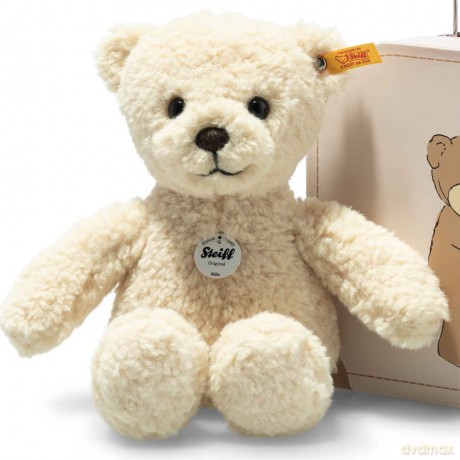 Steiff 114038 Mila Teddy bear 21 vanilla in suitcase, Autumn Blonde