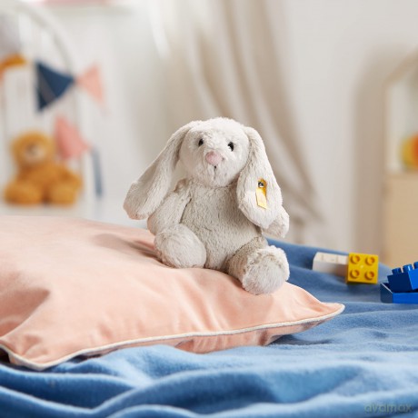 Steiff Soft Cuddly Friends Hoppie Rabbit, Light Grey, 18, 80463, Rainy Day