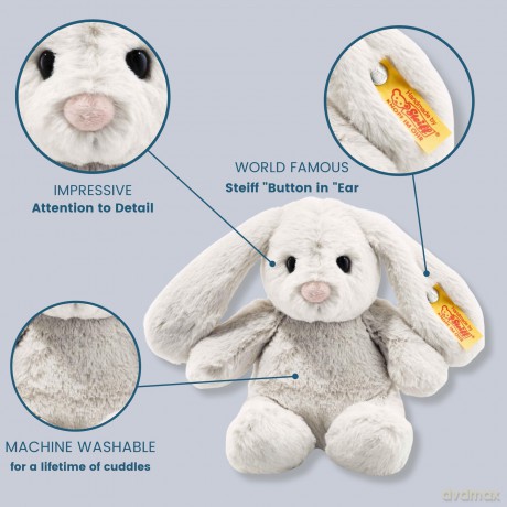 Steiff Soft Cuddly Friends Hoppie Rabbit, Light Grey, 18, 80463, Rainy Day