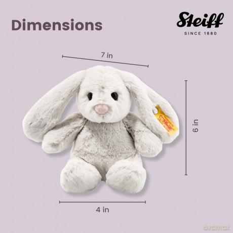 Steiff Soft Cuddly Friends Hoppie Rabbit, Light Grey, 18, 80463, Rainy Day