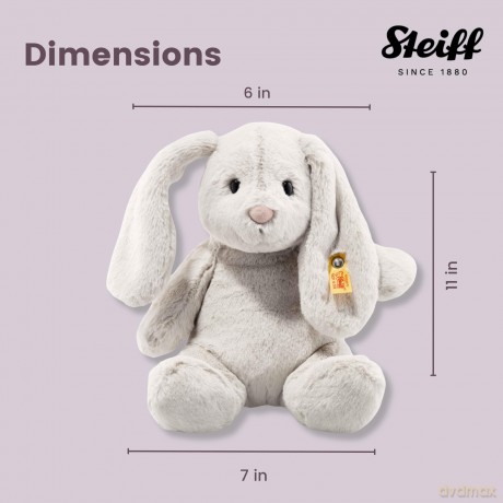 Steiff Soft Cuddly Friends Hoppie Rabbit, Light Grey, 28 cm, 80470, Rainy Day