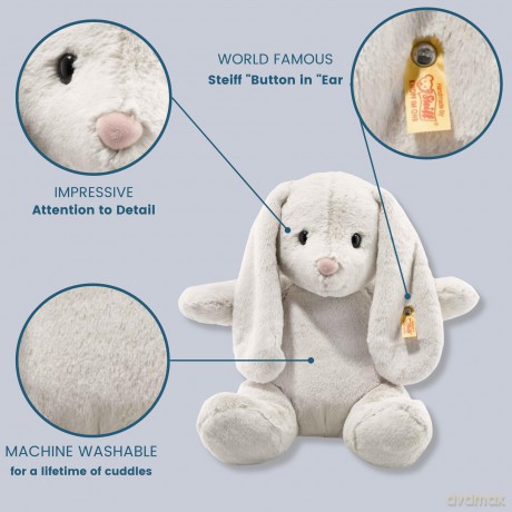 Steiff Soft Cuddly Friends Hoppie Rabbit, Light Grey, 38, Rainy Day