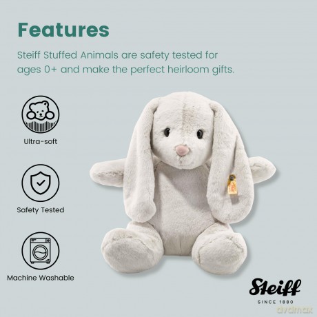 Steiff Soft Cuddly Friends Hoppie Rabbit, Light Grey, 38, Rainy Day