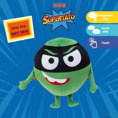 Supertato - Evil Pea Teddy Bear, toys, character Evil Pea from the Cbeebies show books, Green