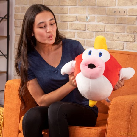 TOMY Plush - Mega Cheep Cheep Toy for Nintendo Fans, Soft Stuffed Animal for Kids, 15 Inches, Red