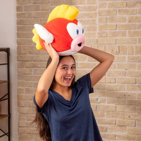 TOMY Plush - Mega Cheep Cheep Toy for Nintendo Fans, Soft Stuffed Animal for Kids, 15 Inches, Red