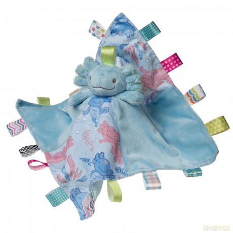 Taggies Stuffed Animal Lovey Security Blanket with Sensory Tags, 33 x 33 cm, Fizzy Aqua Axolotl