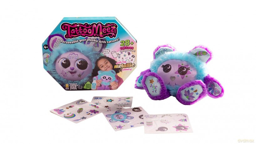 TattooMeez Metallic, create a personalised teddy bear with the metallic temporary tattoos also suitable skin. Peel, tattoo and unbox, fun personalised crafts for kids.. Age 4+