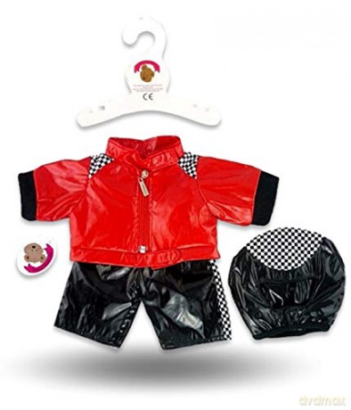 Teddy Bear Clothes Motor Biker Outfit fits Build a Bear By Build Your Bears Wardrobe (Red/Black)