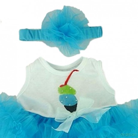 Teddy Bear Clothes Tutu Dress Headband fits Most Build a Bear By Build Your Bears Wardrobe (Blue)