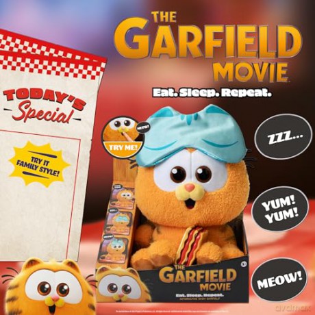 The Garfield Movie - Interactive Baby Garfield Plush | Eating, Burping, Sleeping Interactive Plush for Kids Ages 3+