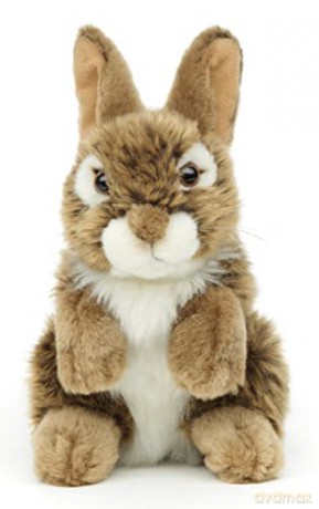 Uni-Toys - Rabbit, standing (brown) - 18 cm (height) - plush rabbit - plush toy, cuddly toy