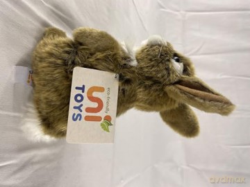 Uni-Toys - Rabbit, standing (brown) - 18 cm (height) - plush rabbit - plush toy, cuddly toy