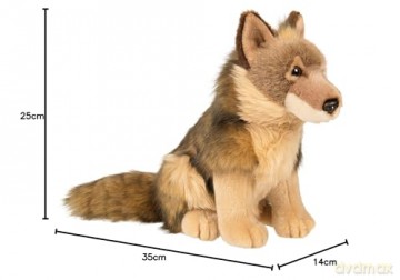 Uni-Toys - Wolf, sitting - 25 cm (height) - plush wolf, lupus - plush toy, cuddly toy