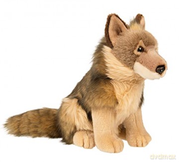 Uni-Toys - Wolf, sitting - 25 cm (height) - plush wolf, lupus - plush toy, cuddly toy