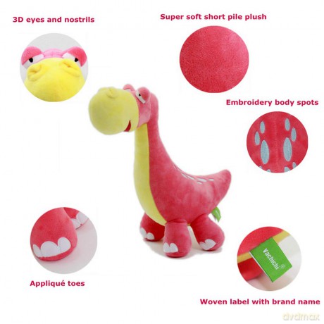 VACHICHI 35CM Cute Stuffed Animal Brontosaurus,Soft Toy Dinosaurs, Plush Toy Dinosaur, Kawaii Dino Plushies, Gifts for Birthday, Valentines Day Christmas, Pink Brontosaurus