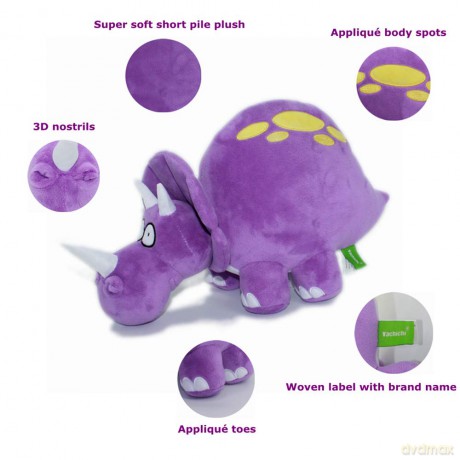VACHICHI Stuffed Animal Stegosaurous, Plushie Dinosaurs, Plush Toy Dinosaur, Dino Plushie, Gifts for Boys Girls Toddler Birthday, Valentines Day Chirstmas (Triceratops)