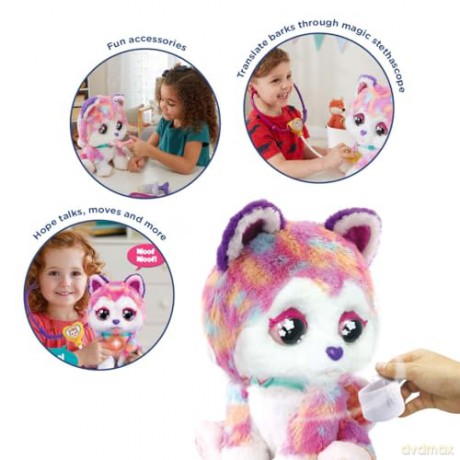 VTech Hope the Rainbow Husky, Interactive Soft Toy for Children, Soft Plush for Sensory Play, Cute Dog Plush Toy for Girls and Boys Aged 3 + Years, English Version