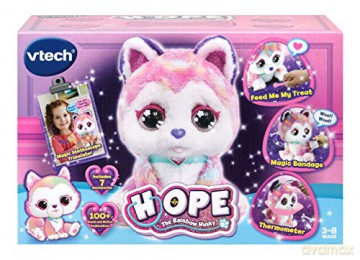 VTech Hope the Rainbow Husky, Interactive Soft Toy for Children, Soft Plush for Sensory Play, Cute Dog Plush Toy for Girls and Boys Aged 3 + Years, English Version