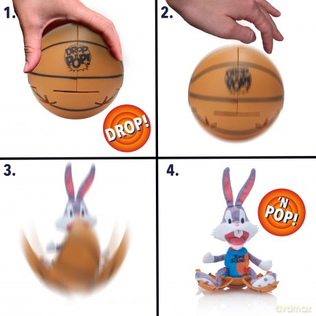WOW! STUFF Drop n Bugs Bunny Space Jam: A New Legacy Basketball Pop-up Plush | Official Film Collectables, Toys and Gifts for Boys and Girls, Aged 5