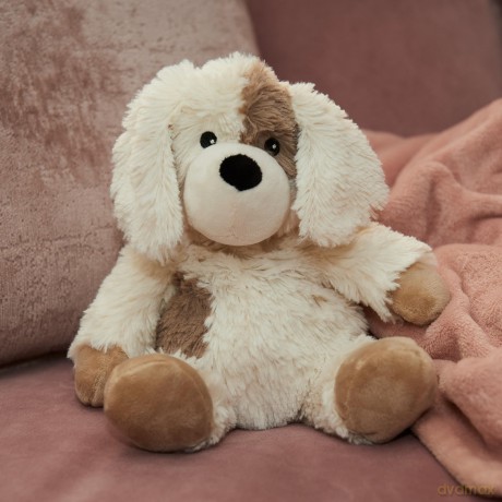 Warmies Junior Puppy Microwavable Plush, Weighted Teddy Slightly Scented with Dried French Lavender for Anxiety and Relaxation, Wheat Bag Microwavable