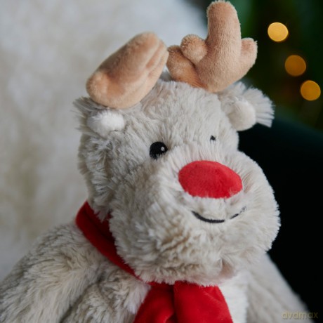 Warmies Reindeer Junior Plush, Fully Heatable and Weighted Teddy Slightly Scented with Dried French Lavender, Chill in The Freezer or Heat in Microwave