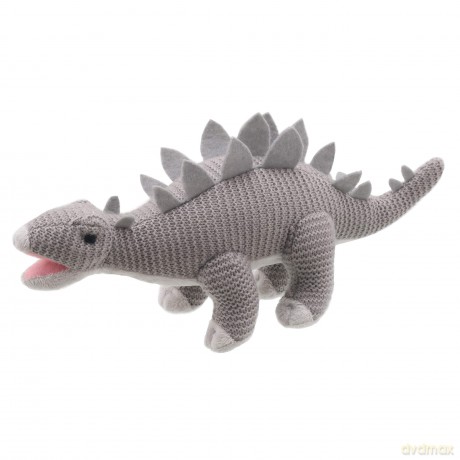 Wilberry - Knitted - Small Grey Stegosaurus Dinosaur Soft Toy - WB004307