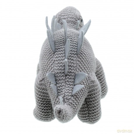 Wilberry - Knitted - Small Grey Stegosaurus Dinosaur Soft Toy - WB004307