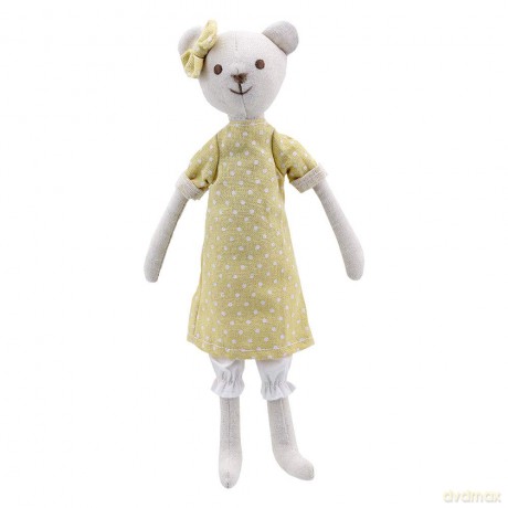 Wilberry - Linen - Bear in Dress Soft Toy - WB004223, Yellow