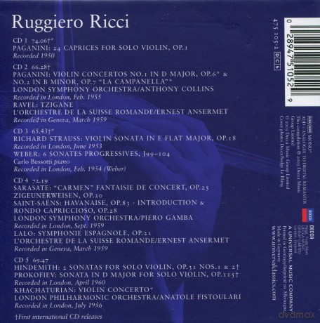 Ruggiero Ricci: Original Masters [5CD]