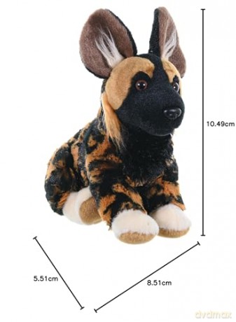 Wild Republic 10830 African Wild Dog Plush Soft Toy, Brown/Black, 20 cm