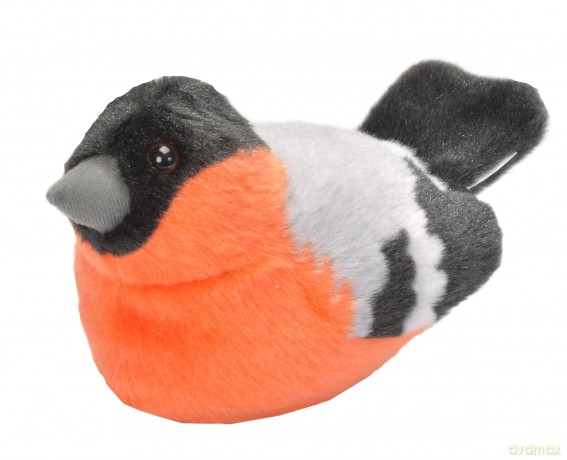 Wild Republic 19498 13-16 cm Bullfinch with Real Bird Calls Plush Toy, Grey, Black