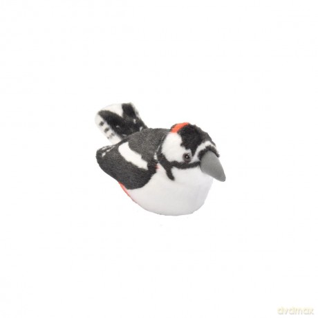 Wild Republic 19501 13-16 cm Great Spotted Woodpecker with Real Bird Calls Plush Toy, Black/White
