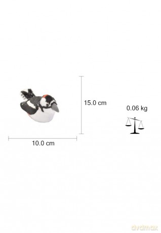 Wild Republic 19501 13-16 cm Great Spotted Woodpecker with Real Bird Calls Plush Toy, Black/White