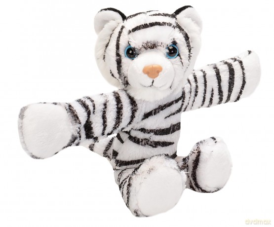 Wild Republic 19560 Huggers Soft Toy Slap Bracelet, Gifts for Kids, White Tiger Plush Toy 20 cm