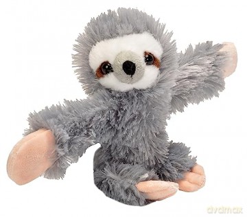 Wild Republic 19563 Huggers Soft Toy Slap Bracelet, Gifts for Kids, Sloth Plush Toy 20 cm