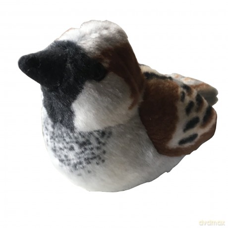Wild Republic 19599 House Sparrow with Authentic Bird Sound, Soft Toy for Kids, 13cm, White-Brown
