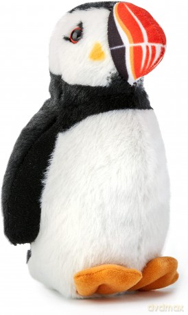 Wild Republic 19600 Frailecillo Atlántico Pluszaks Atlantic Puffin with Authentic Bird Sound, Soft Toy for Kids, 13cm, Black-White