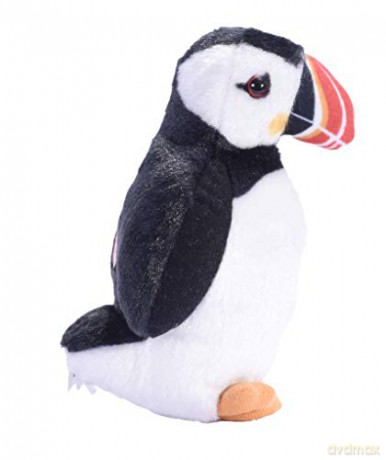 Wild Republic 19600 Frailecillo Atlántico Pluszaks Atlantic Puffin with Authentic Bird Sound, Soft Toy for Kids, 13cm, Black-White