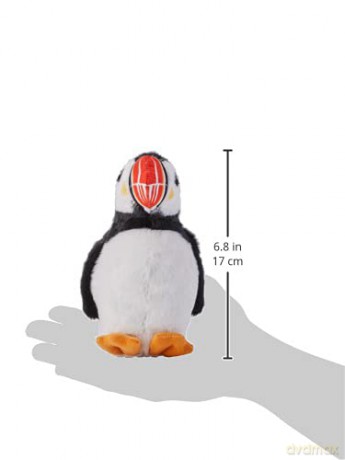 Wild Republic 19600 Frailecillo Atlántico Pluszaks Atlantic Puffin with Authentic Bird Sound, Soft Toy for Kids, 13cm, Black-White