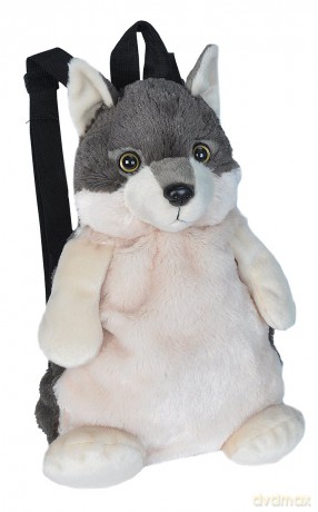 Wild Republic 20991 Backpack Wolf, Soft Integrated Rucksack, Cuddly Toy, 36 cm, Multi