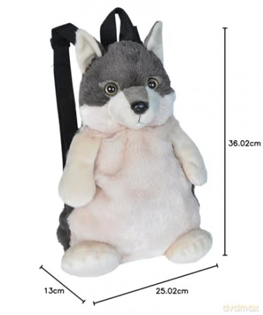 Wild Republic 20991 Backpack Wolf, Soft Integrated Rucksack, Cuddly Toy, 36 cm, Multi