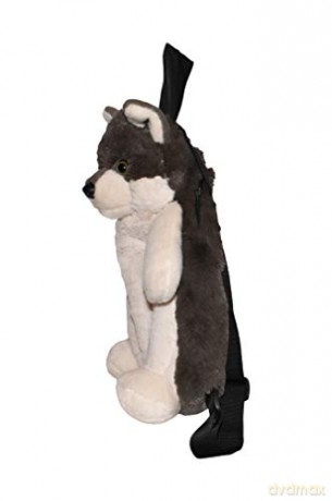 Wild Republic 20991 Backpack Wolf, Soft Integrated Rucksack, Cuddly Toy, 36 cm, Multi