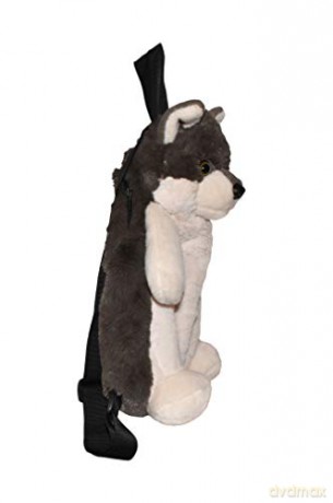 Wild Republic 20991 Backpack Wolf, Soft Integrated Rucksack, Cuddly Toy, 36 cm, Multi