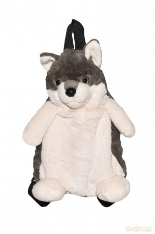 Wild Republic 20991 Backpack Wolf, Soft Integrated Rucksack, Cuddly Toy, 36 cm, Multi