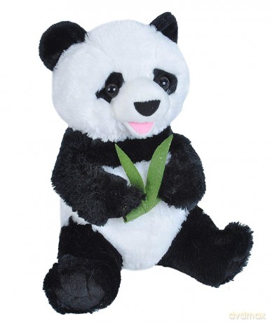 Wild Republic 22282, Panda with Bamboo sitting Plush, Cuddly Toys, Gift for Kids, 25 cm, Multi